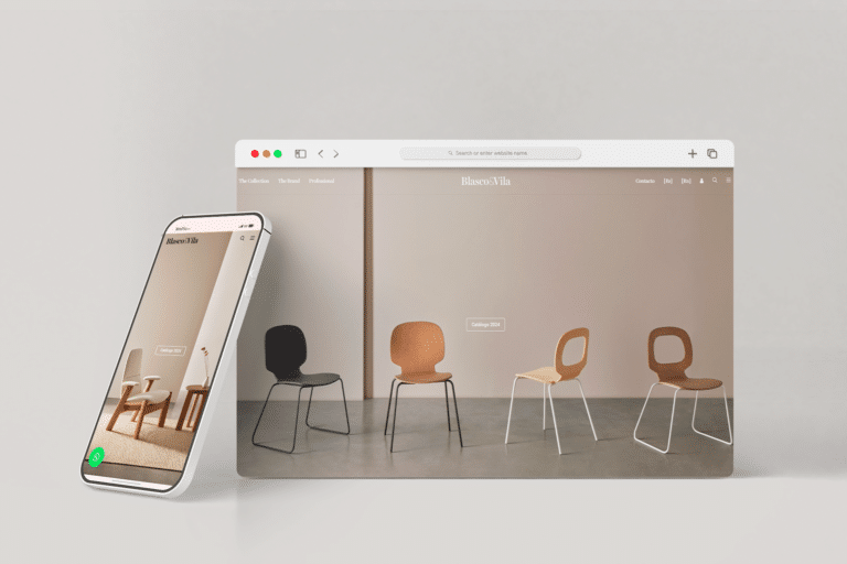 Mockup mostrando la nueva web de Blascovila en dispositivos de escritorio y móviles