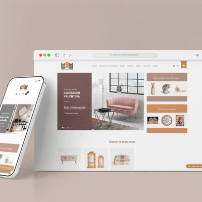 Mockup de la tienda online de Celidecor mostrada en dispositivos PC y móvil