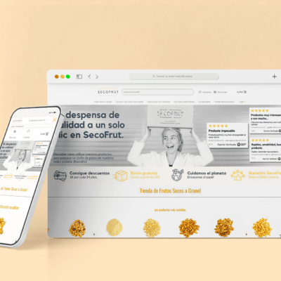 Mockup de la web de Secofrut mostrando versiones de escritorio y móvil
