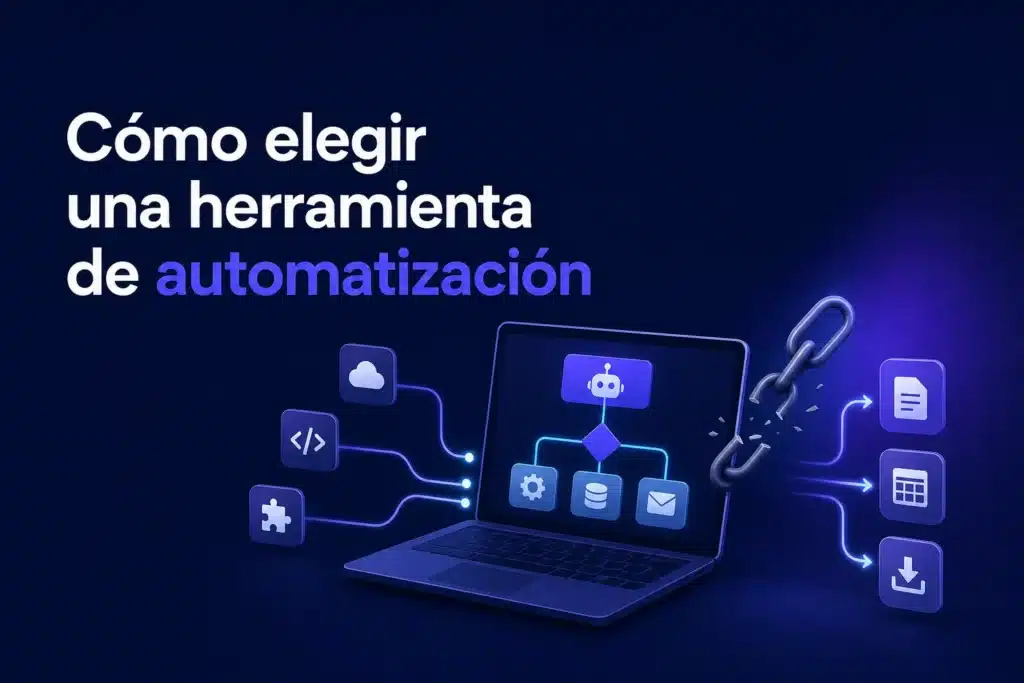 Escena editorial sobre Cómo elegir una herramienta de automatización sin quedar atrapado en un proveedor