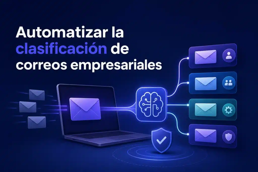 Escena editorial sobre Automatizar la clasificación de correos empresariales: límites, reglas y controles antes de derivar tareas a un equipo