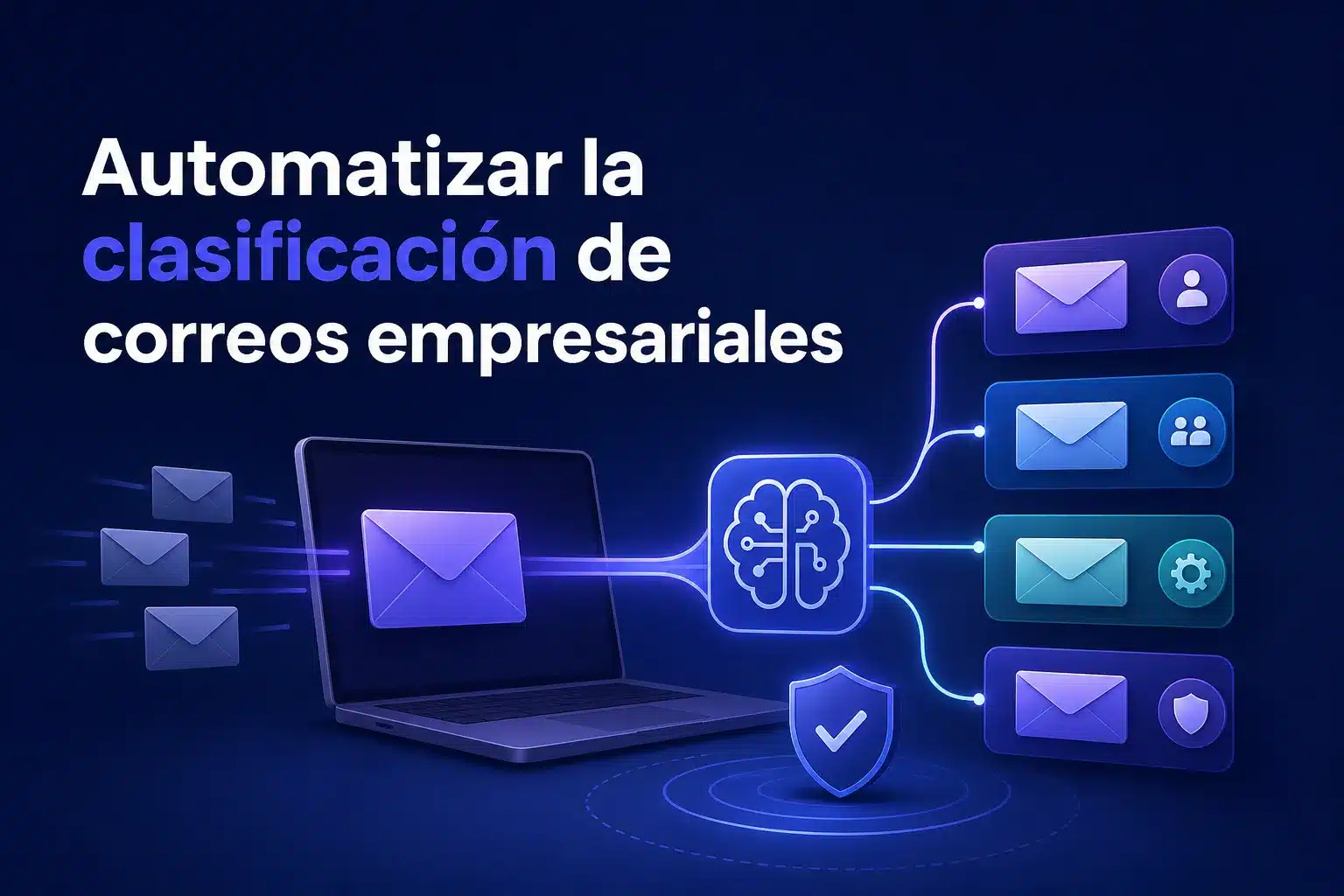 Escena editorial sobre Automatizar la clasificación de correos empresariales: límites, reglas y controles antes de derivar tareas a un equipo