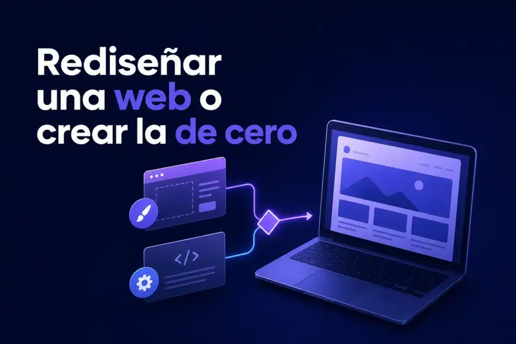 Escena editorial sobre Rediseñar una web o crearla de cero: criterios para elegir la opción adecuada