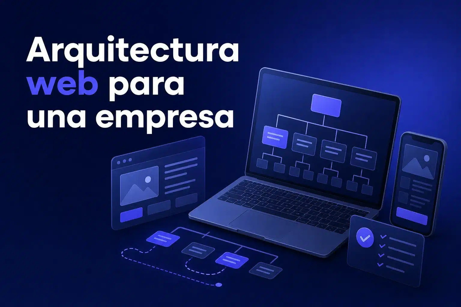 Escena editorial sobre Arquitectura web para una empresa: cómo organizar el menú y las páginas antes de diseñar