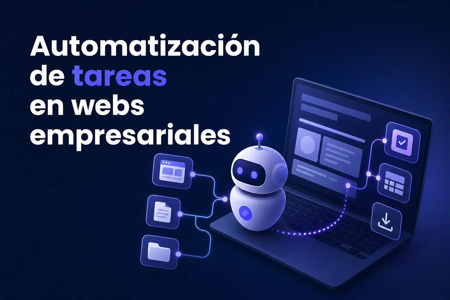 Escena editorial sobre Automatización de tareas en webs empresariales: cómo identificar qué puede hacer un bot de navegador